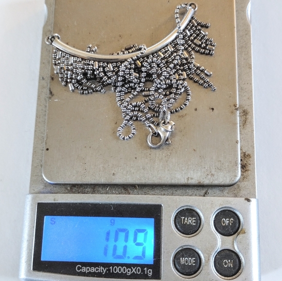 🩶 Vintage 925 Solid Sterling Silver Articulated Beaded Tassel Chain Necklace - Picture 8 of 8